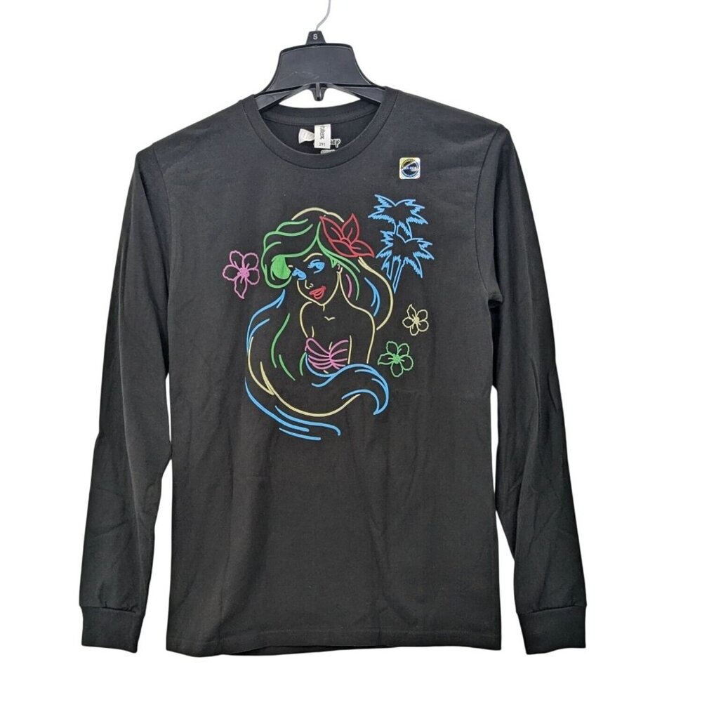 Disney Ariel Little Mermaid Neon Graphic Long Sleeve Y2K Cartoon Casual Size S